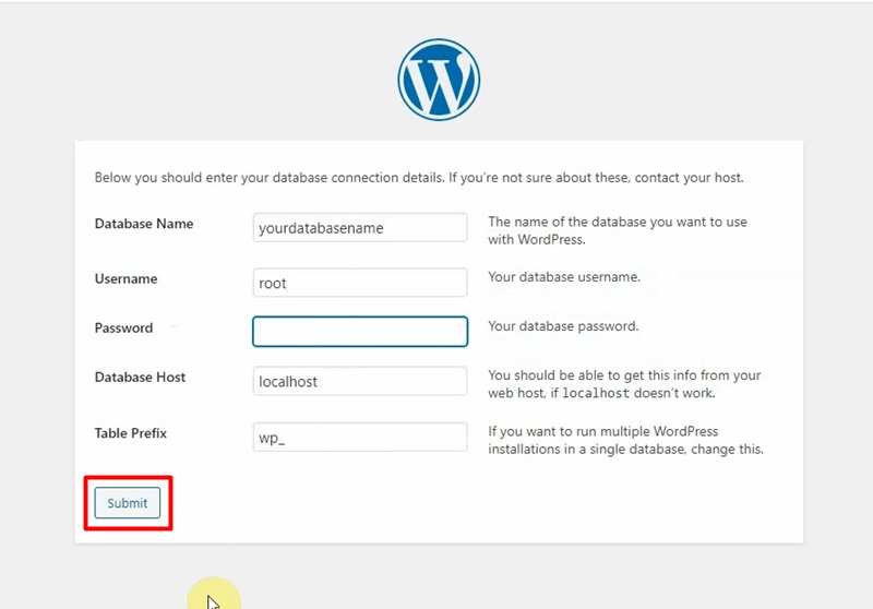 wordpress install localhost xampp